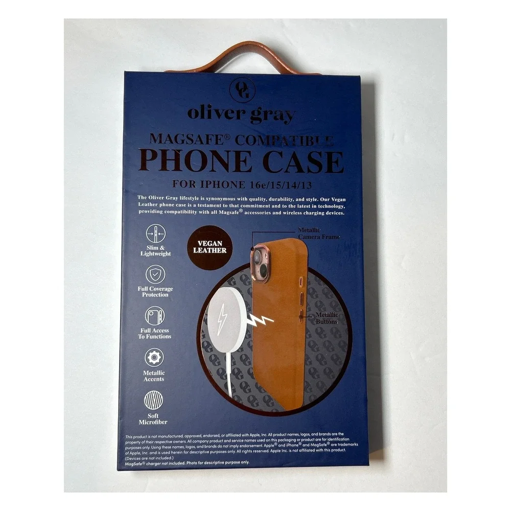 Oliver Gray MagSafe Vegan Leather Case for iPhone 13/14/15/16e NEW Sealed
